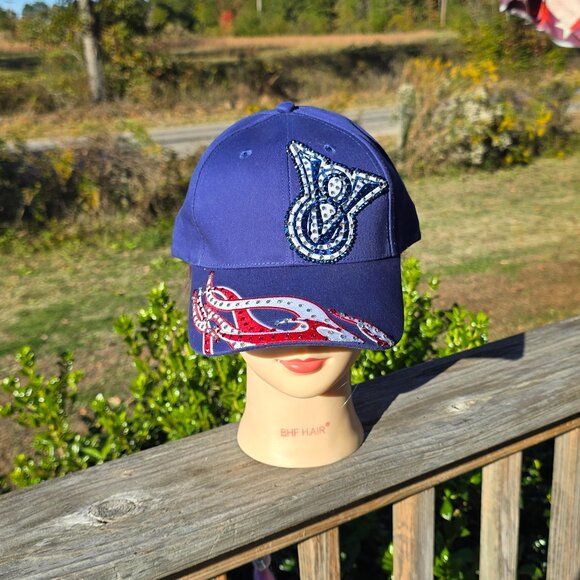 Ladies Royal Blue V8 BLING Hat NEW No Tags - Picture 1 of 4